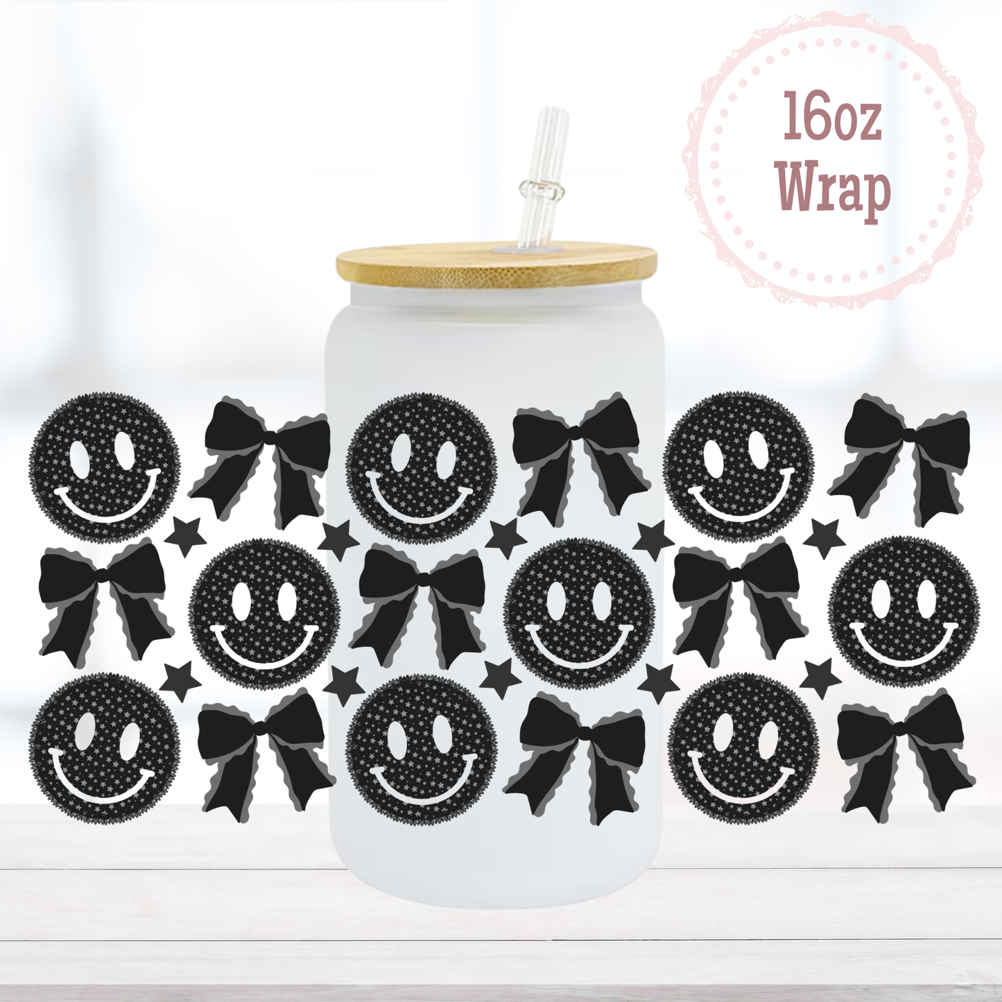 Smiley Bows 16oz UVDTF Cup Wrap