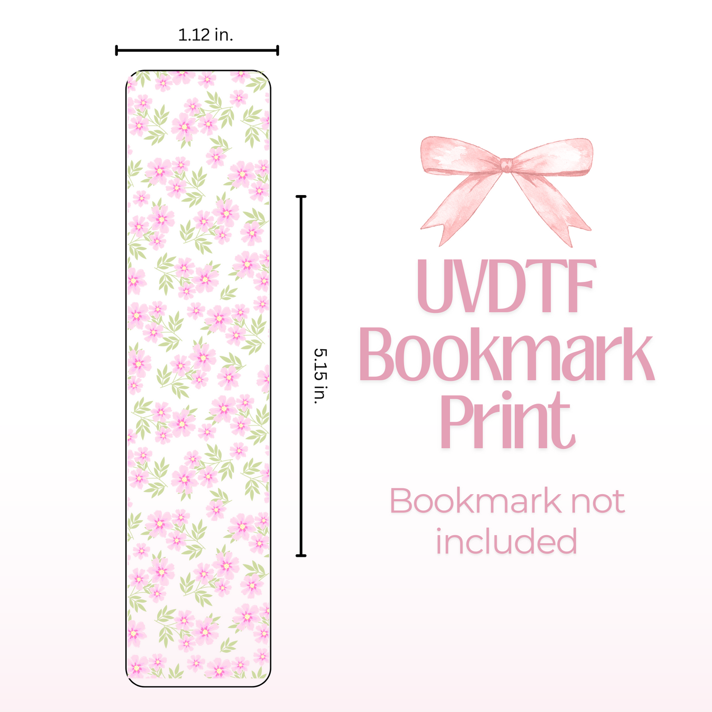 Pink Flowers Double Sided Bookmark