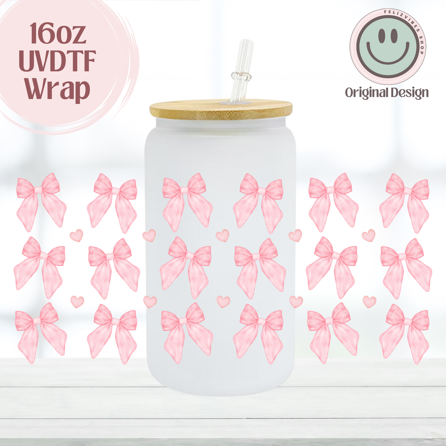Pink Coquette Bows 16oz UVDTF Cup Wrap