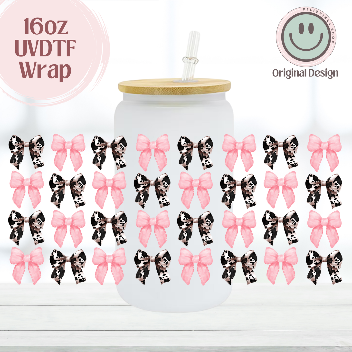 Cow Bow Coquette 16oz UVDTF Cup Wrap