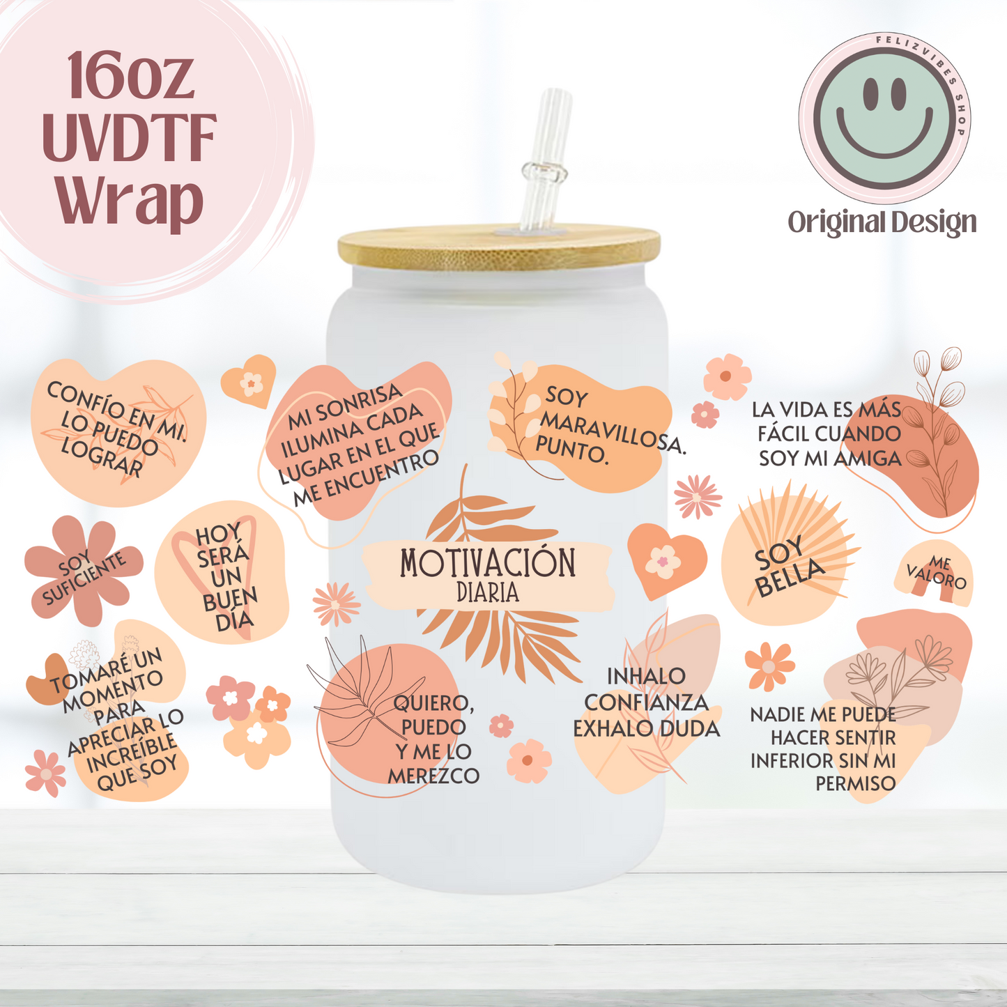 Motivación Diaria 16oz UVDTF Cup Wrap