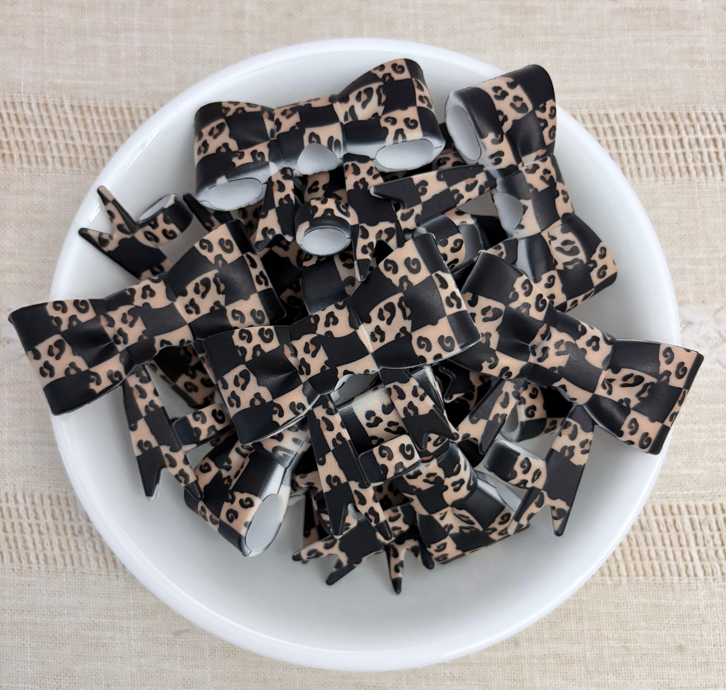 Checkered Animal Print Silicone Straw Topper