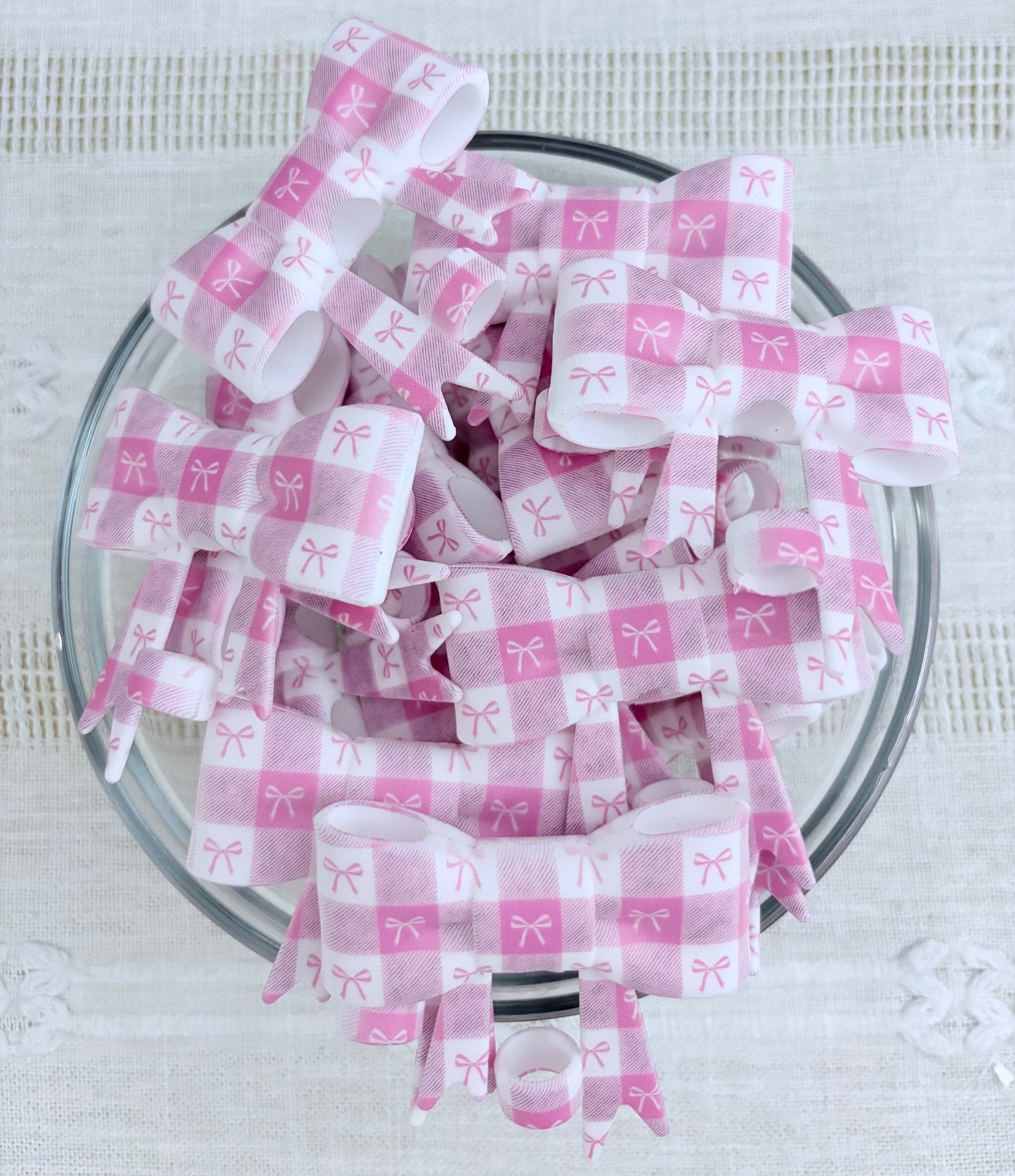 Checkered Bows Silicone Straw Topper