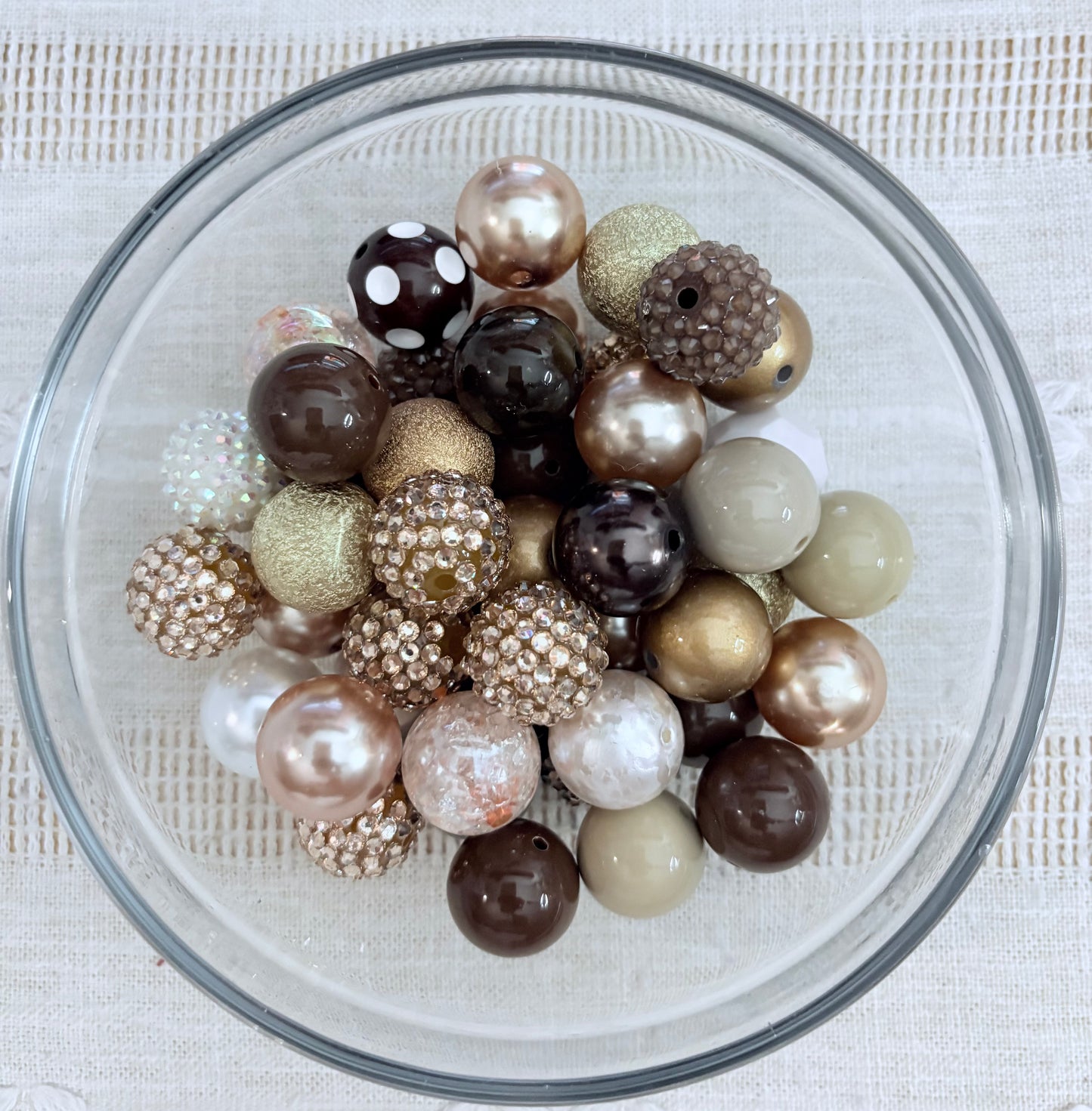 Brown & Gold 20mm Bead Mix (6pcs)