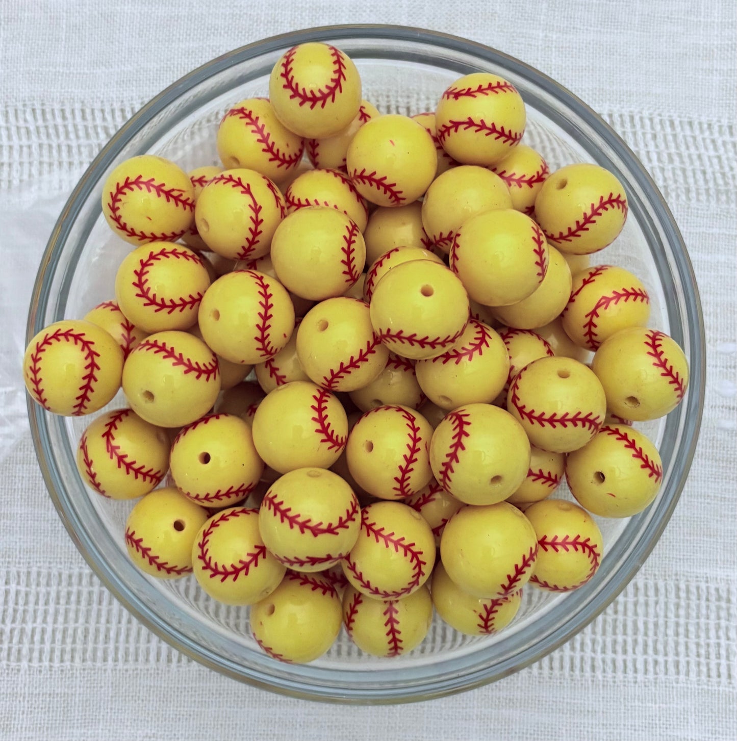 Softball 20mm Acrylic Bead (Pack of 5)