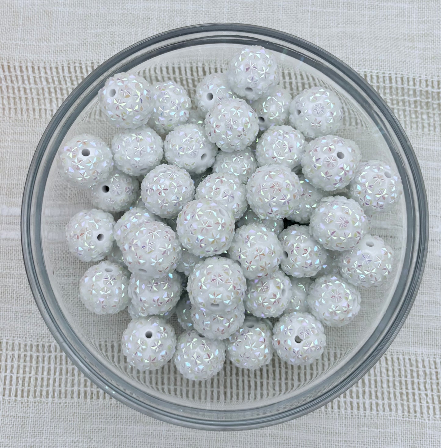 White 20mm Rhinestone Bead (Pack of 5)