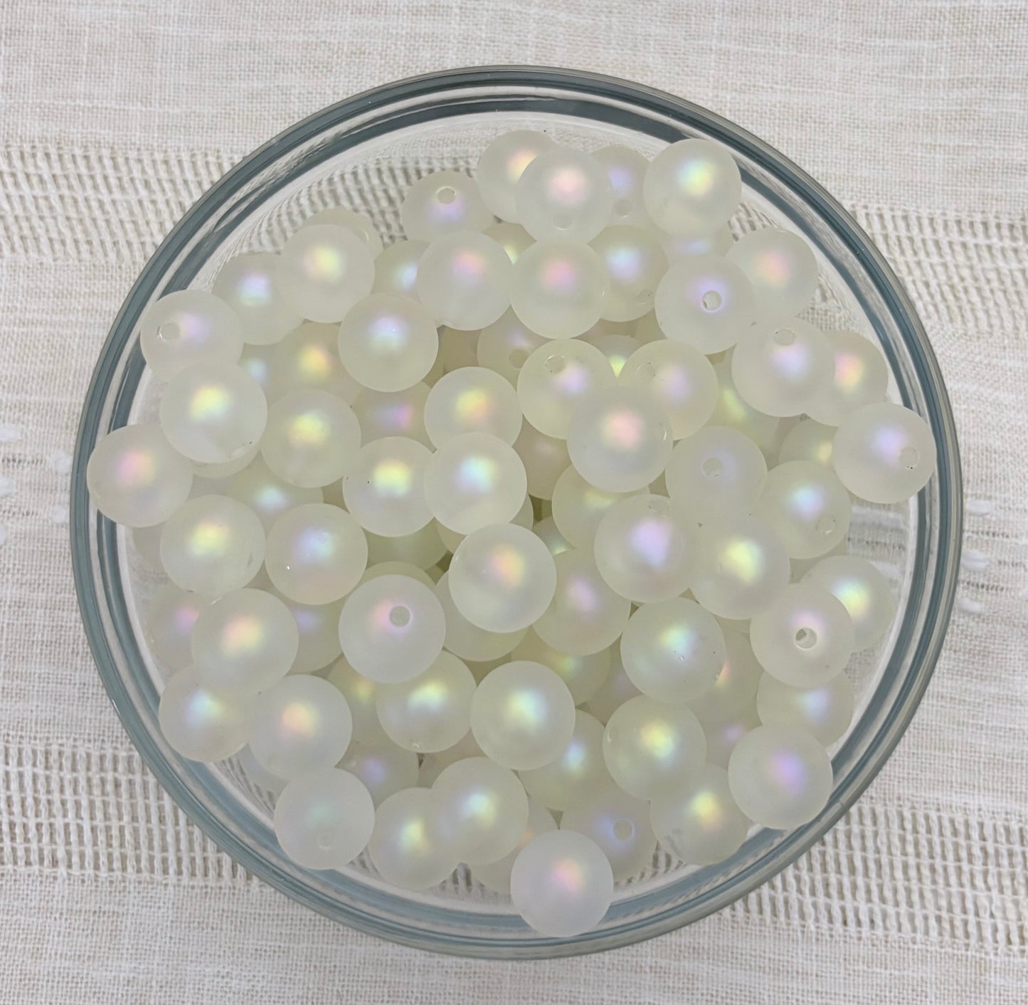 White 16mm Frosted Acrylic Bead (Pack of 10)