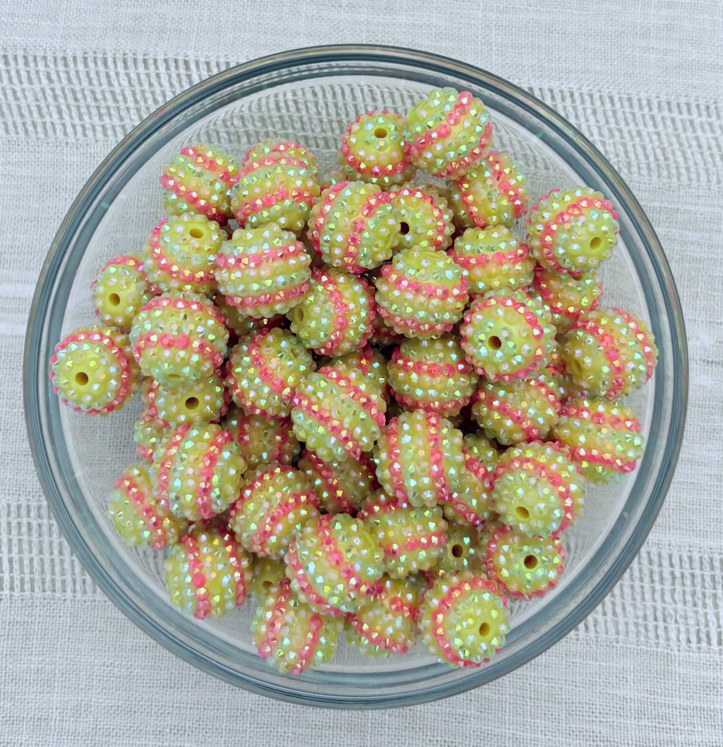 Yellow & Pink 20mm Rhinestone Bead (Pack of 5)