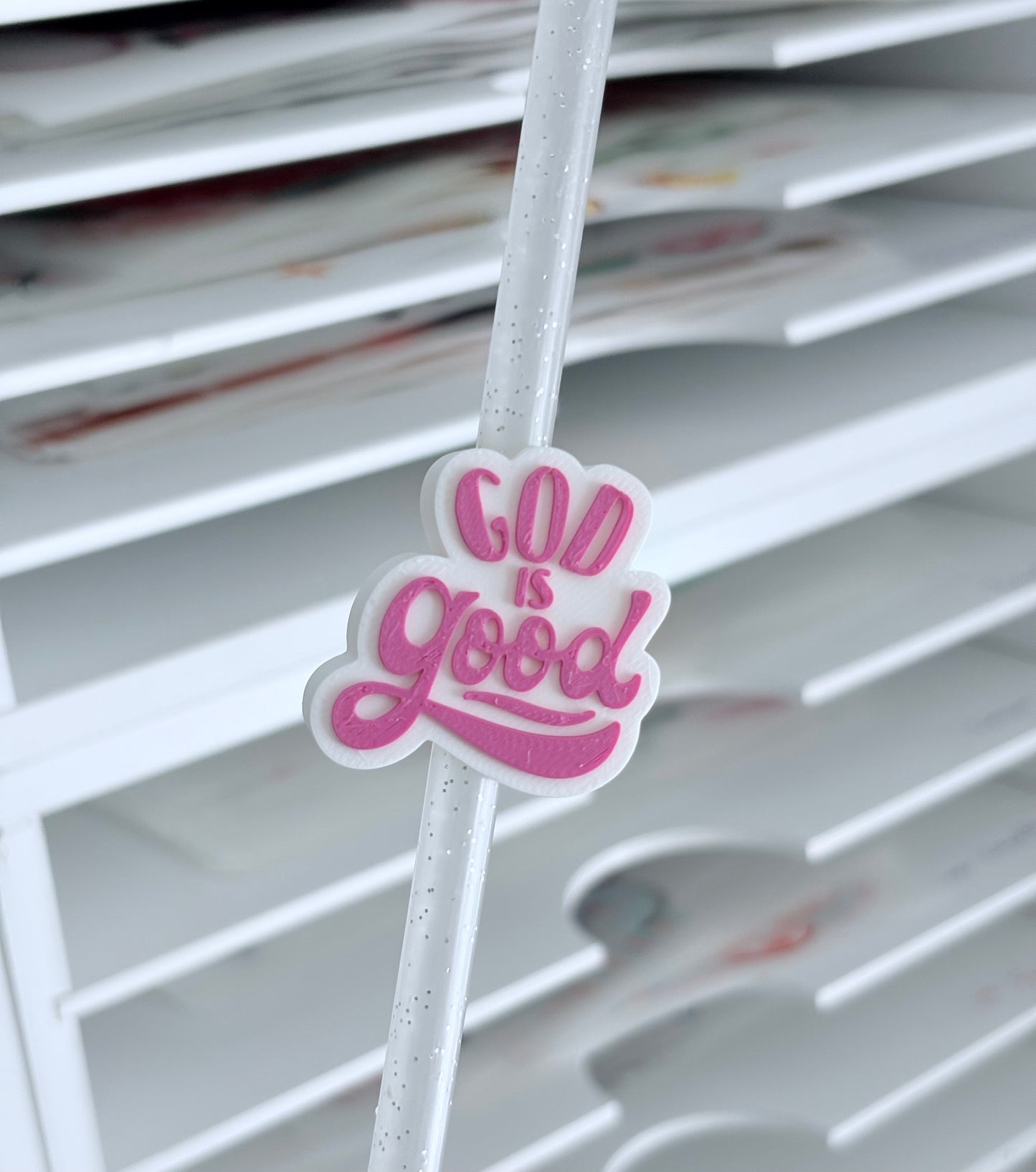 Pink & White God is Good 3D Topper