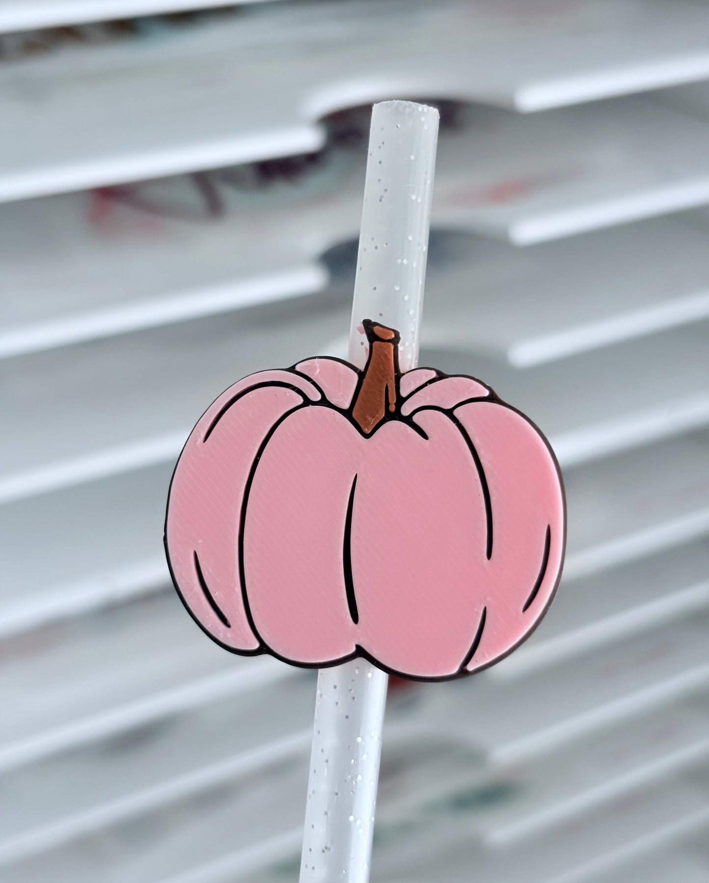 Pink Pumpkin 3D Straw Topper