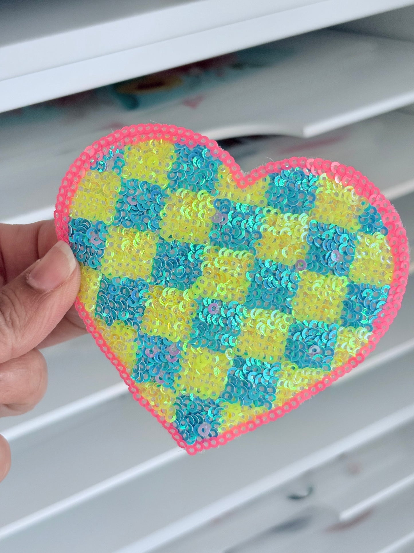 Neon Checkered Heart Small Patch
