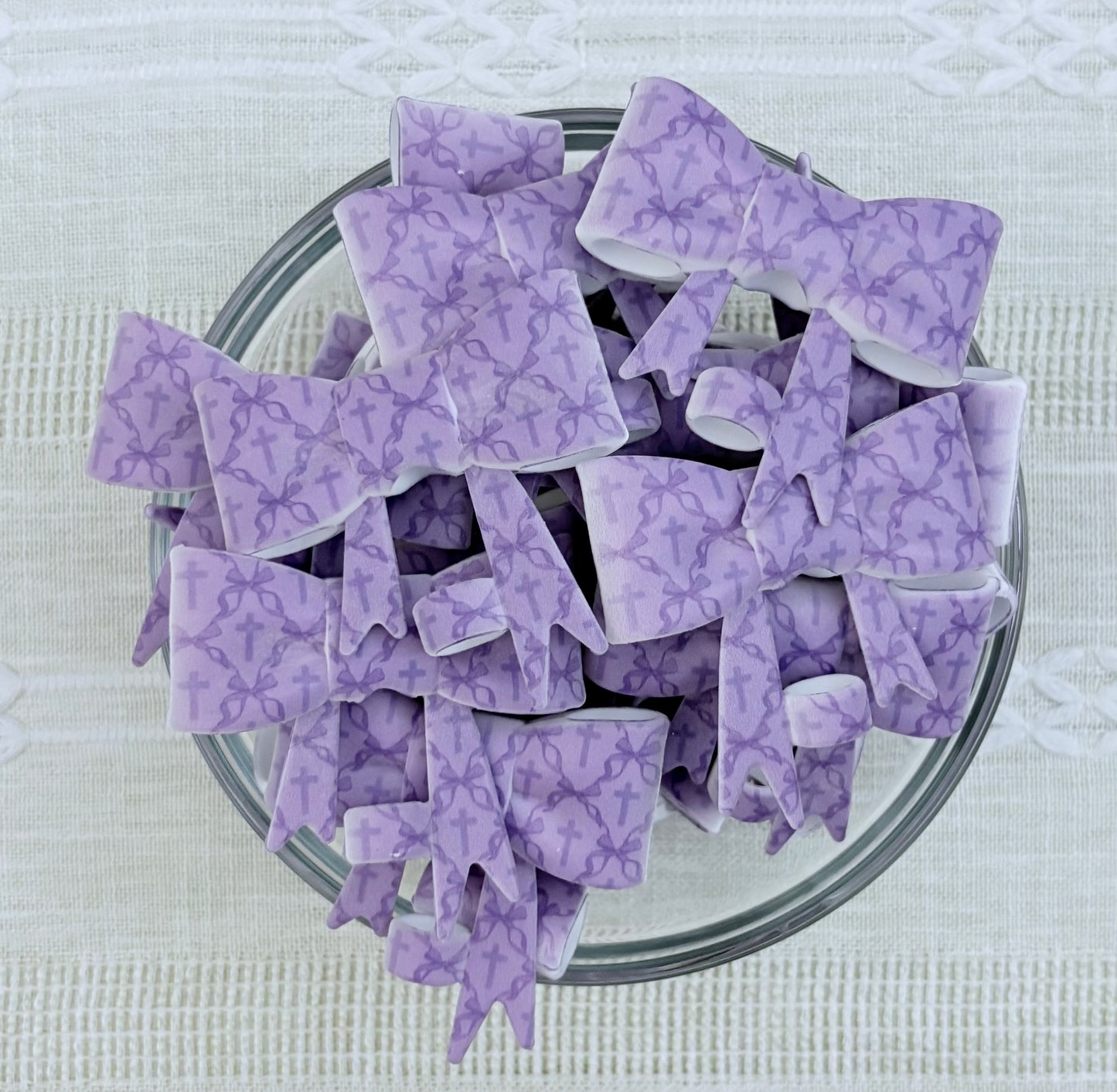 Purple Cross and Bows Silicone Bow Straw Topper