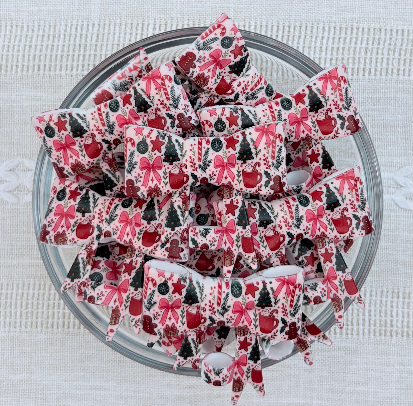 Christmas Items Silicone Bow Straw Topper