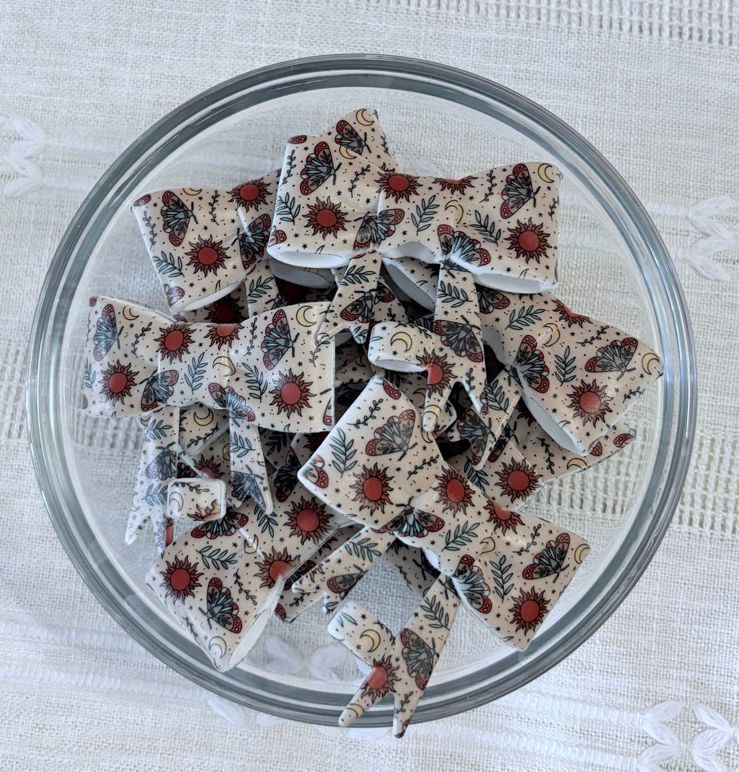 Boho Sun and Butterflies Silicone Bow Straw Topper