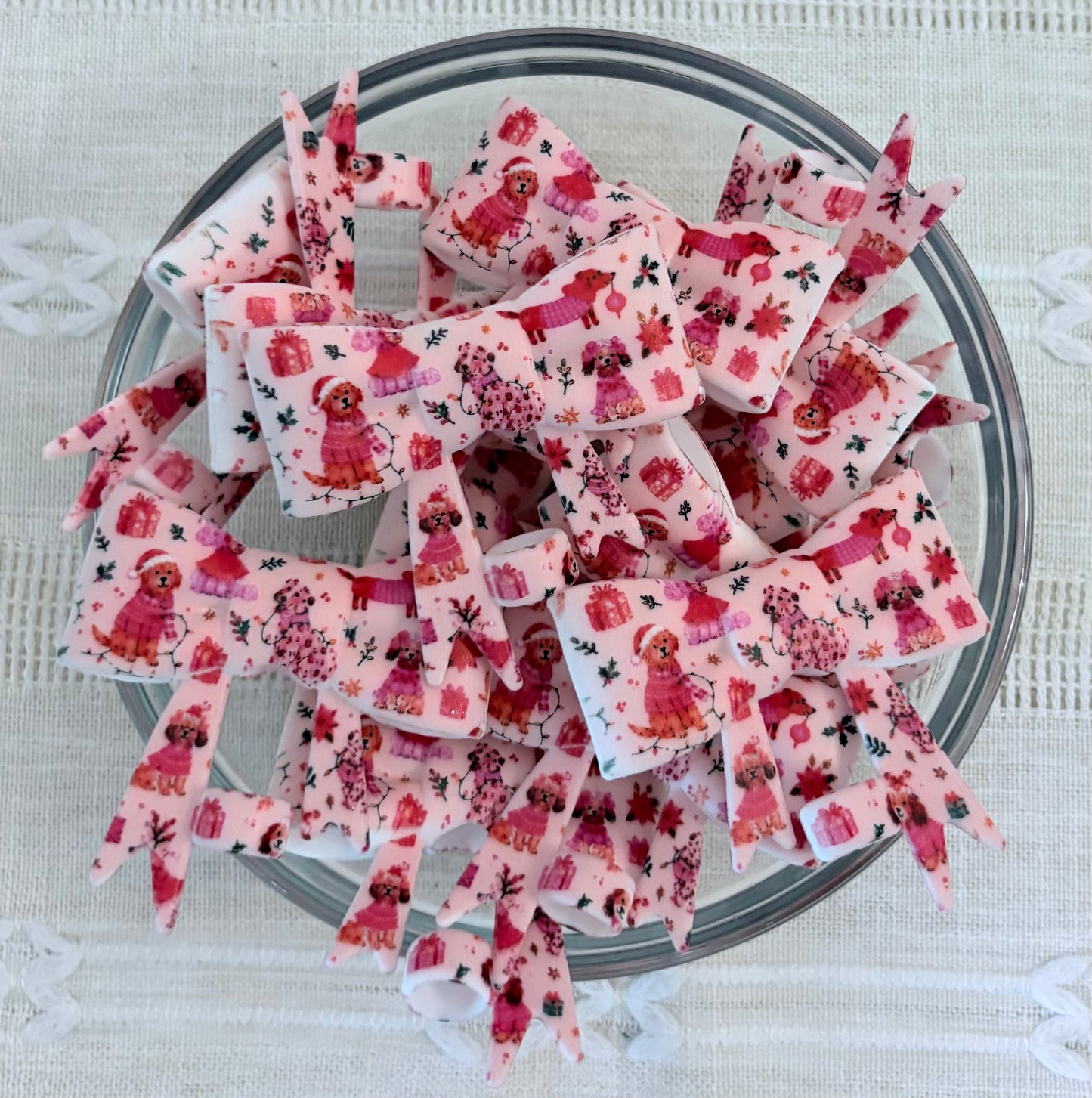 Christmas Dogs Silicone Bow Straw Topper