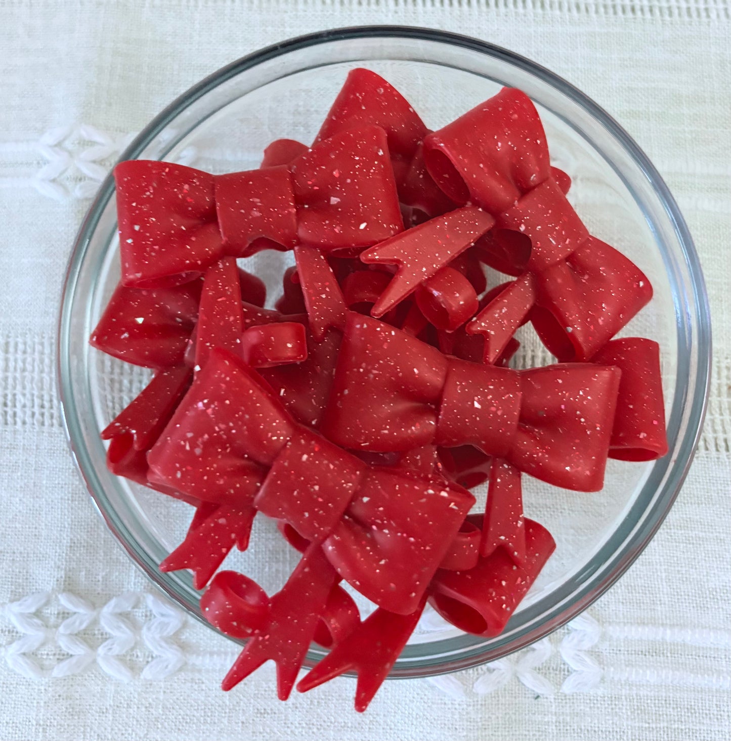 Glitter Red Silicone Bow Straw Topper