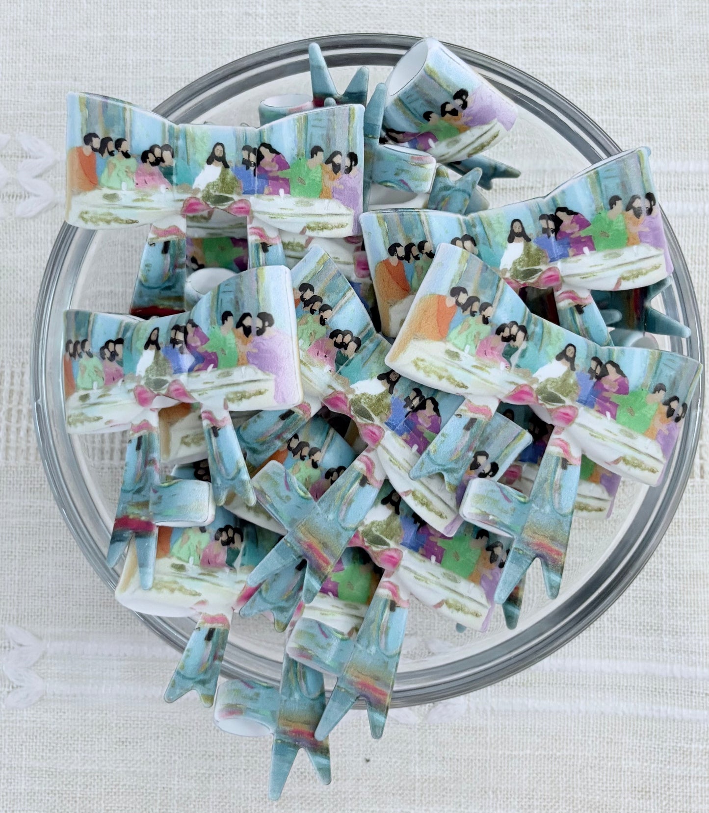 Last Supper Silicone Bow Straw Topper