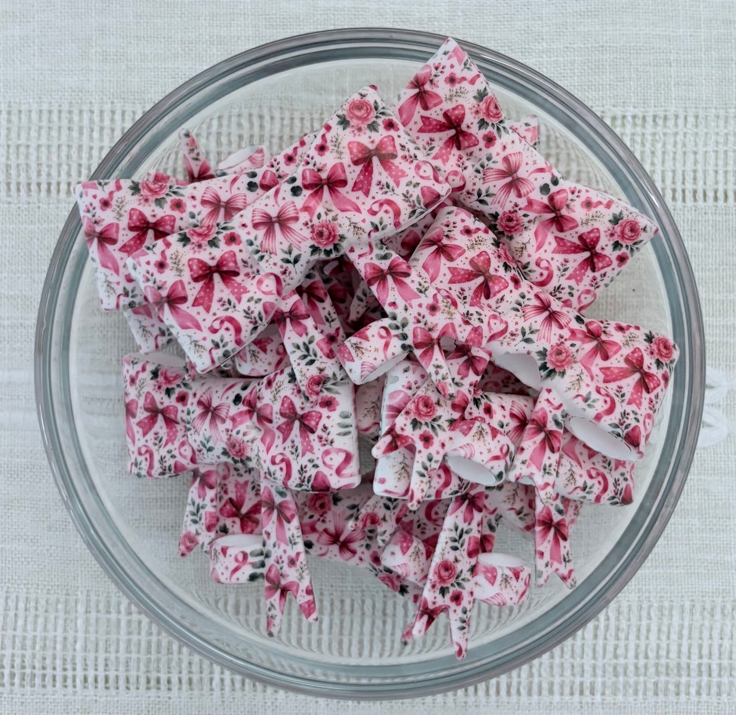 Pink Bows Silicone Bow Straw Topper
