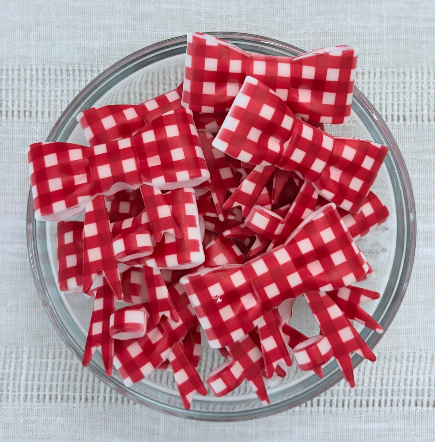 Red Plaid Silicone Bow Straw Topper