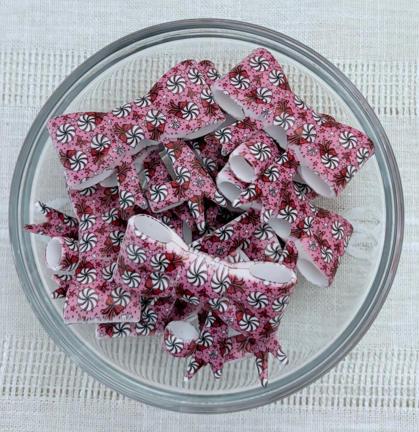 Peppermint Bow Straw Topper