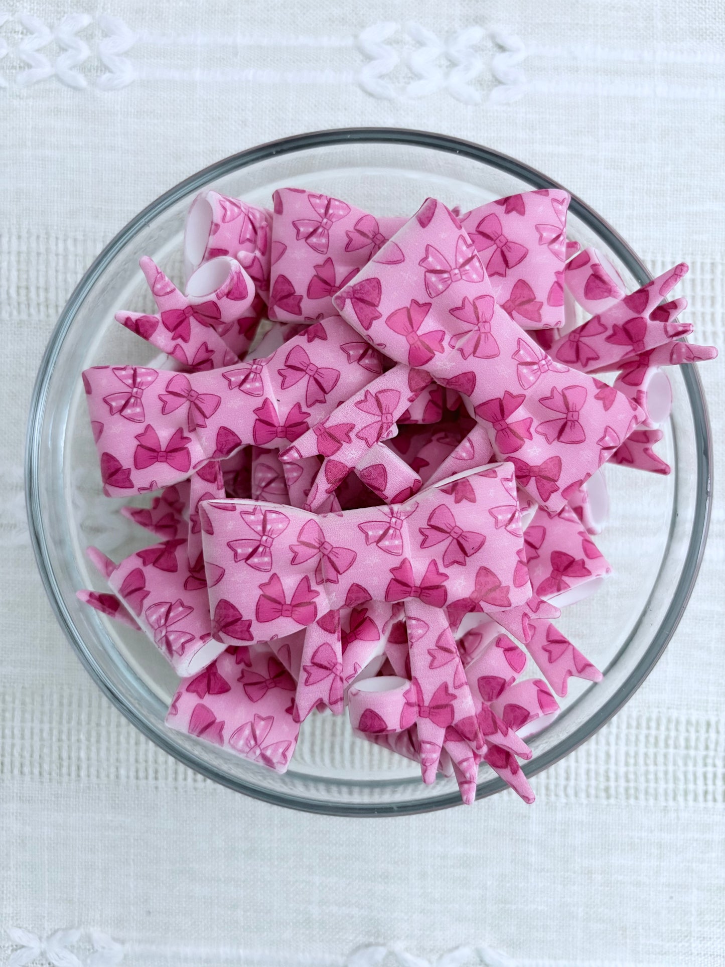 Pink Bows Silicone Bow Straw Topper