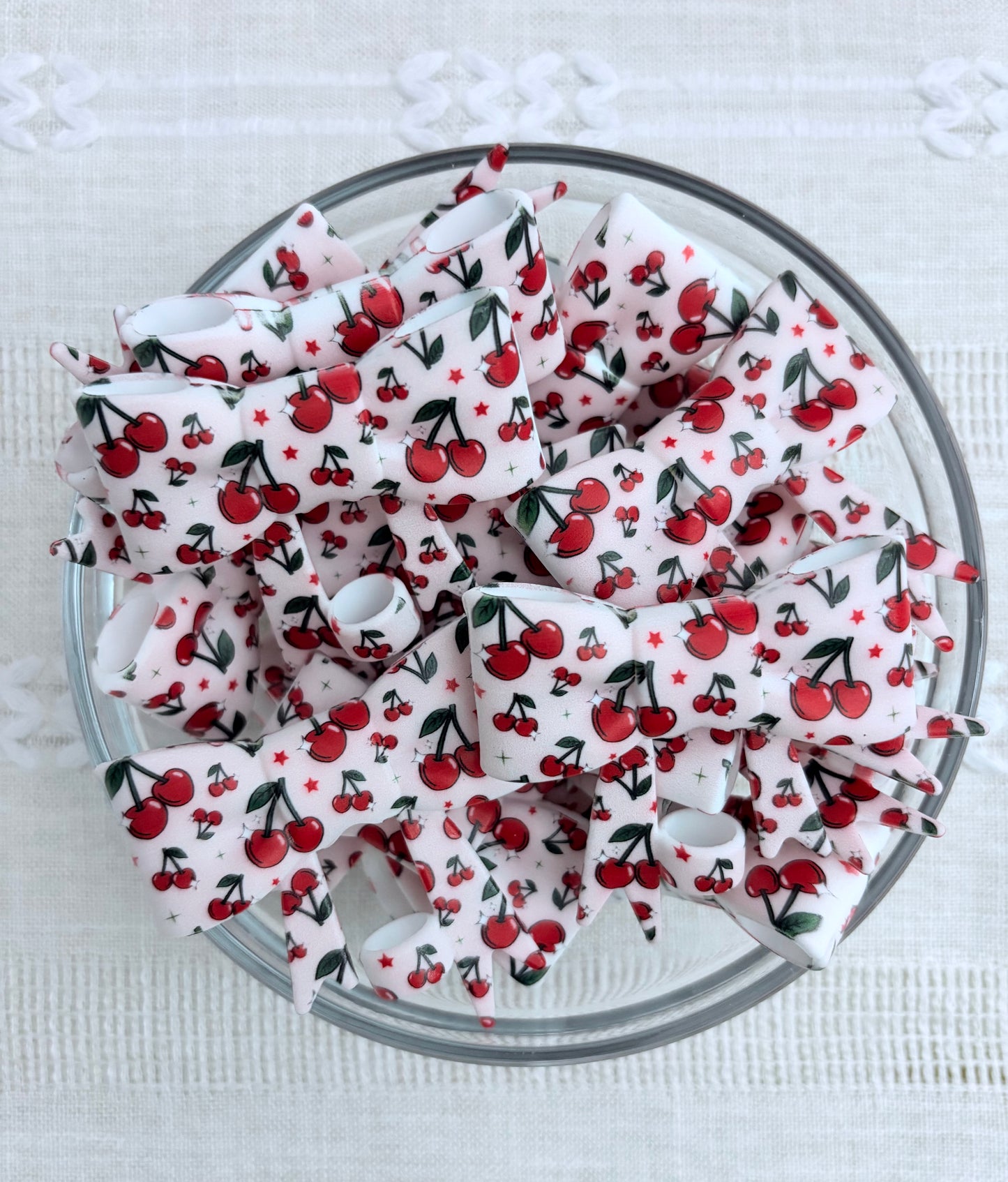 Cherries Silicone Bow Straw Topper