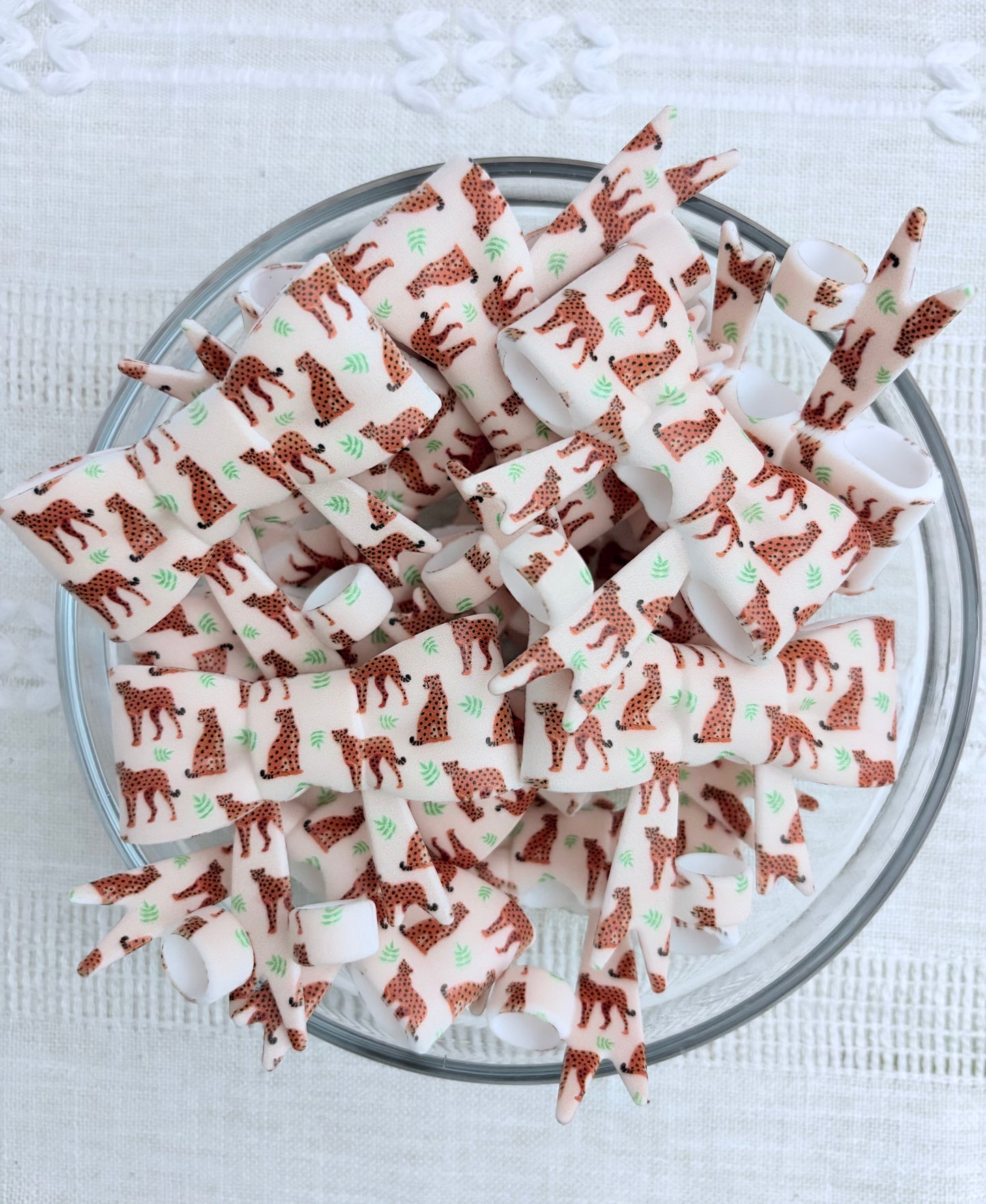 Cheetah Silicone Bow Straw Topper