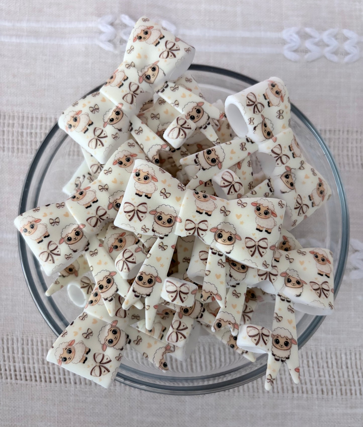 Sheep Silicone Bow Straw Topper