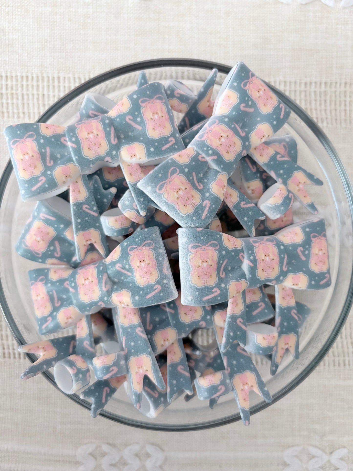 Pastel Nutcrackers Silicone Bow Straw Topper