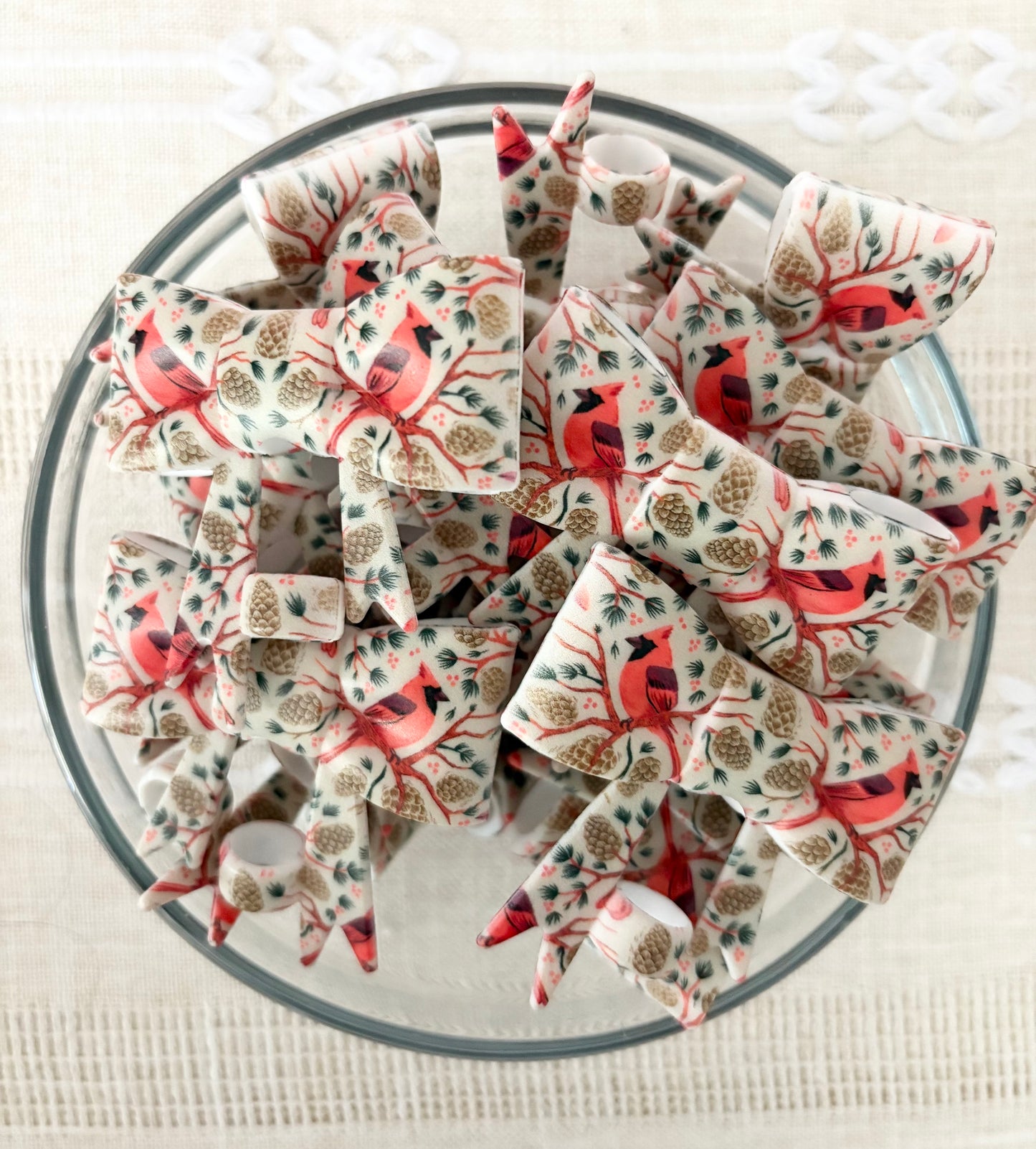 Cardinal Birds Silicone Bow Straw Topper