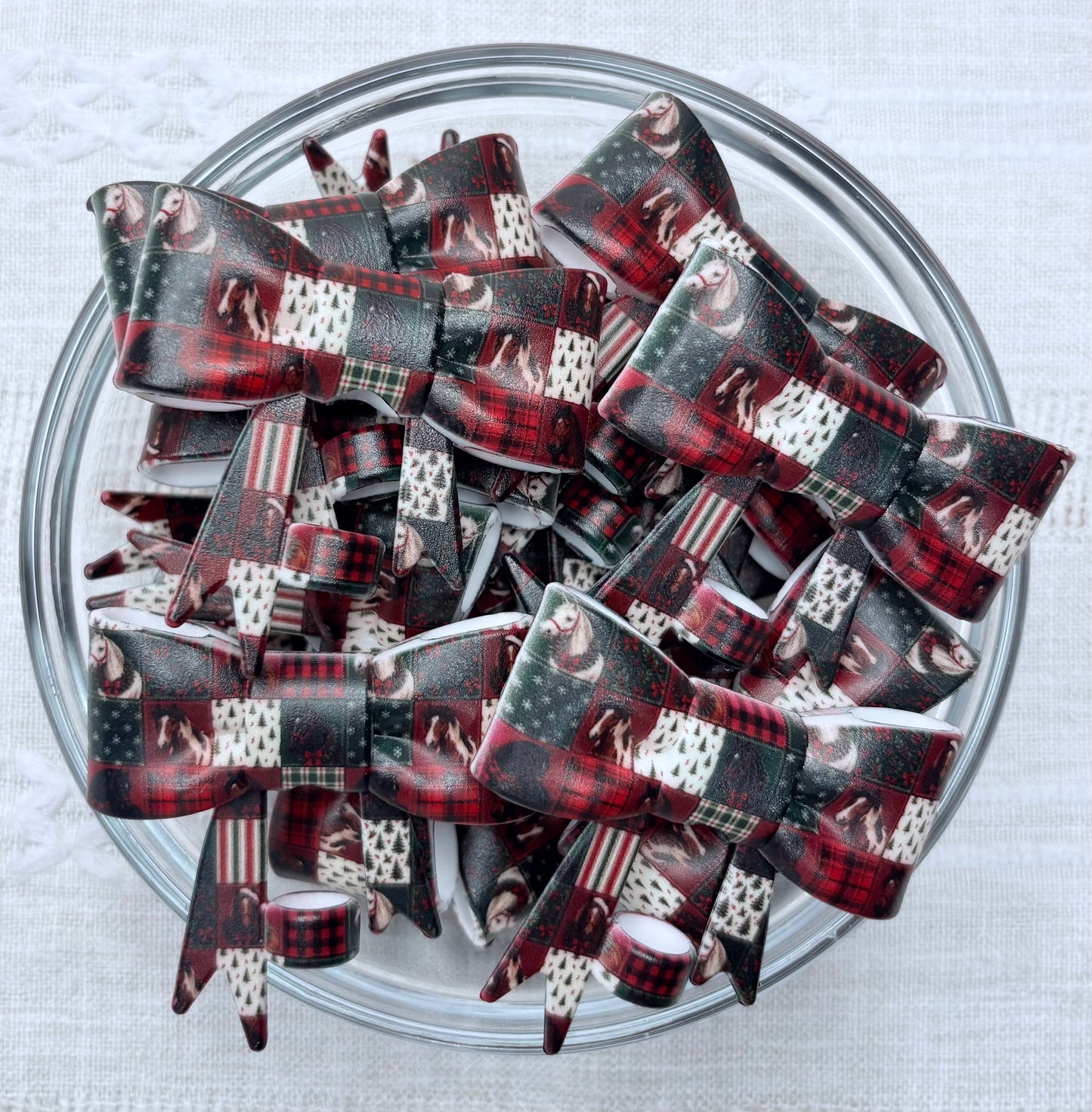 Christmas Horses Silicone Bow Straw Topper