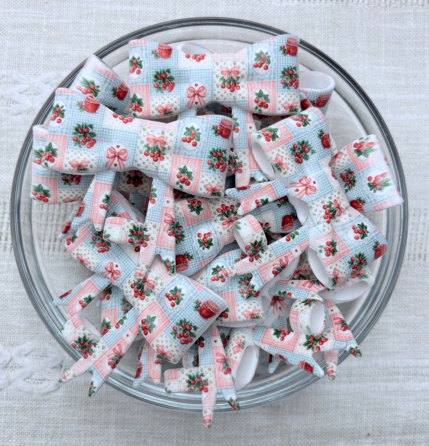 Cherries Silicone Bow Straw Topper