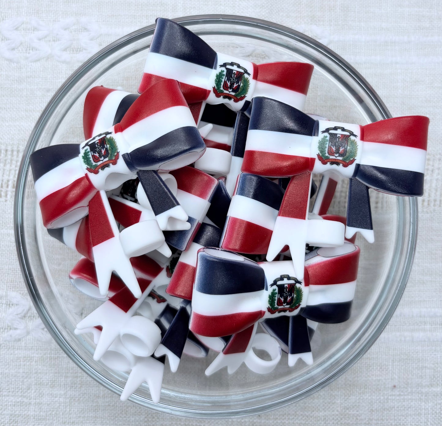 Dominican Republic Flag Silicone Bow Straw Topper