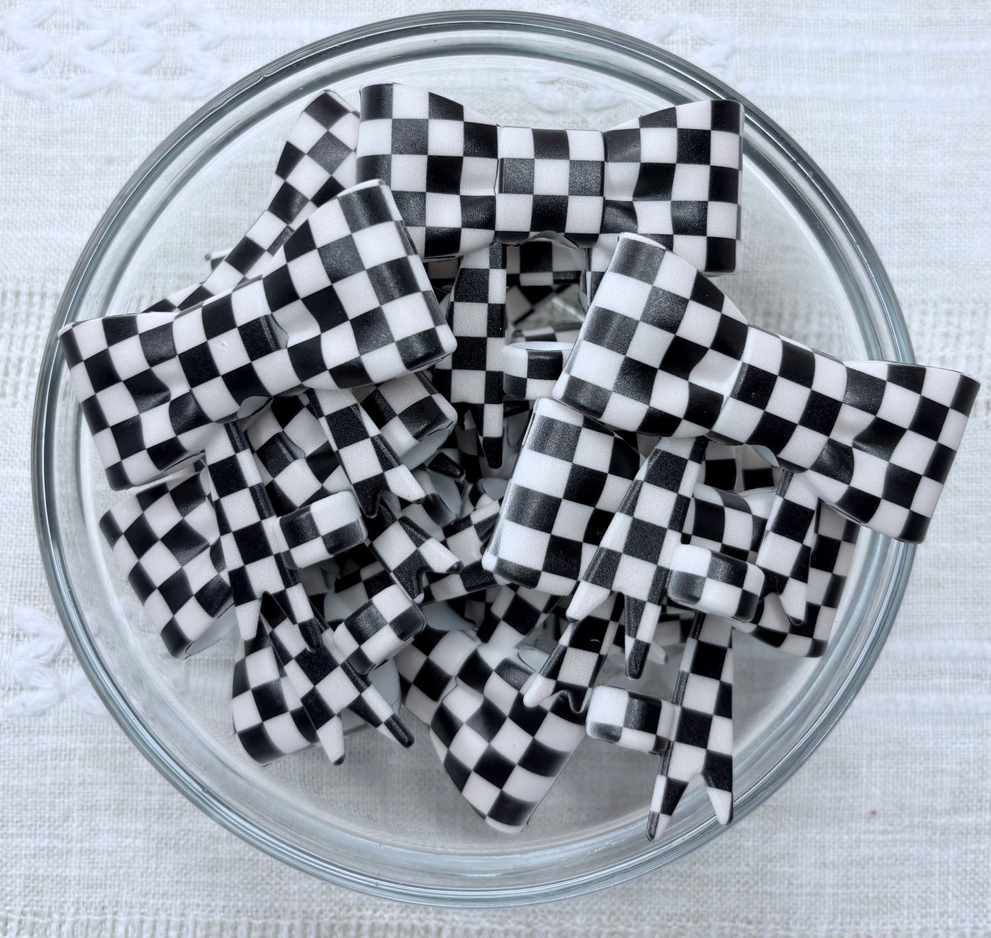 Cream & Black Checkered Silicone Straw Topper