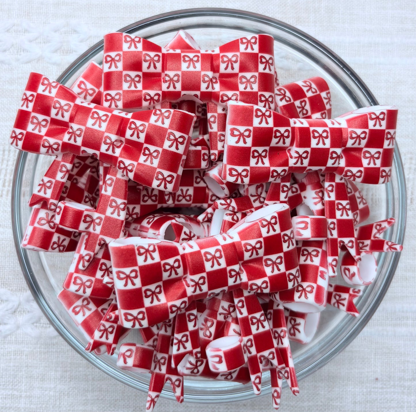 Checkered Bows Silicone Bow Straw Topper