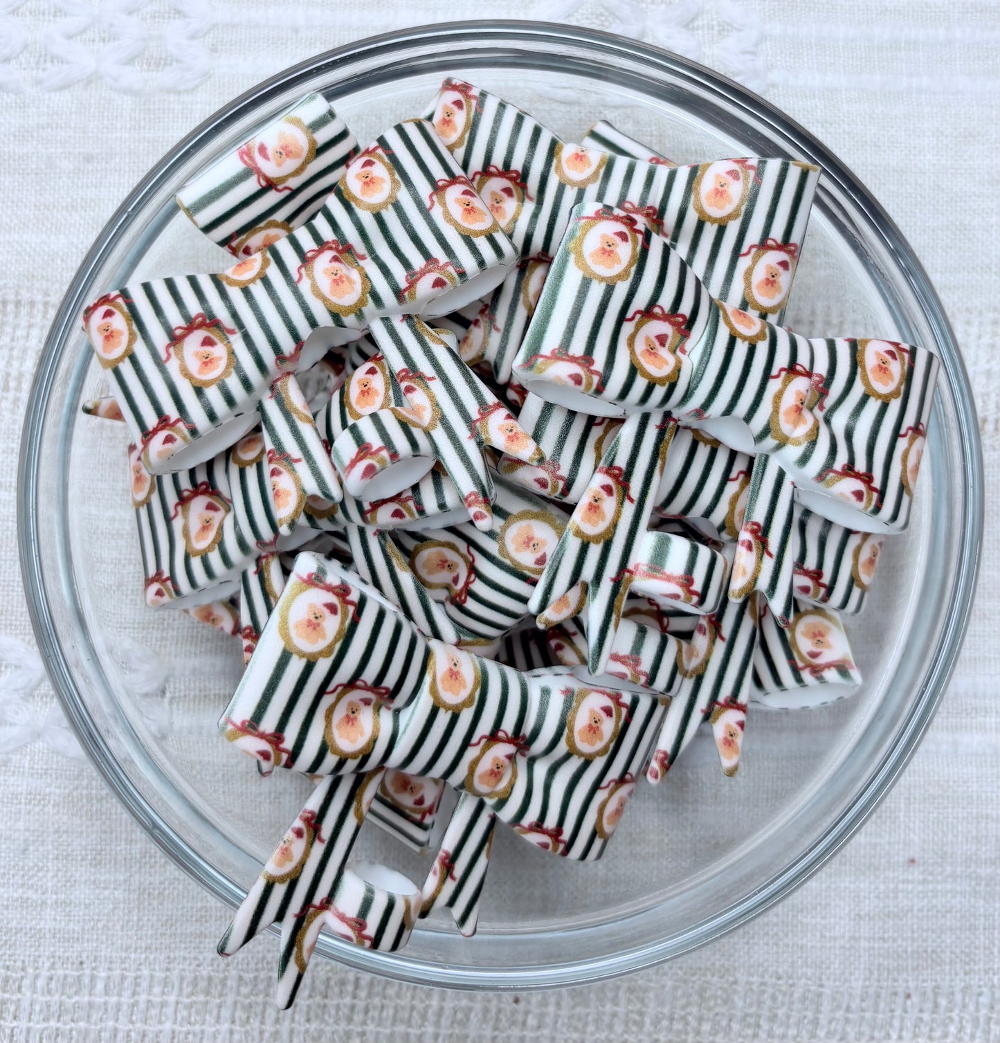 Stripes & Teddy Bears Silicone Bow Straw Topper