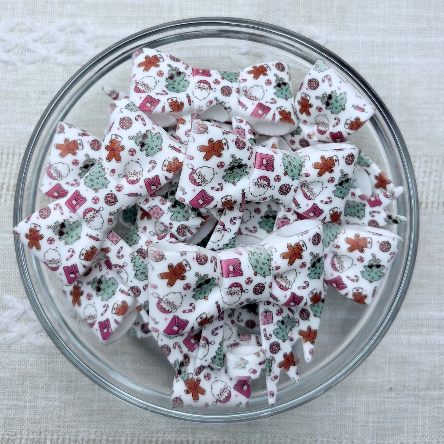 Medical Christmas Silicone Bow Straw Topper