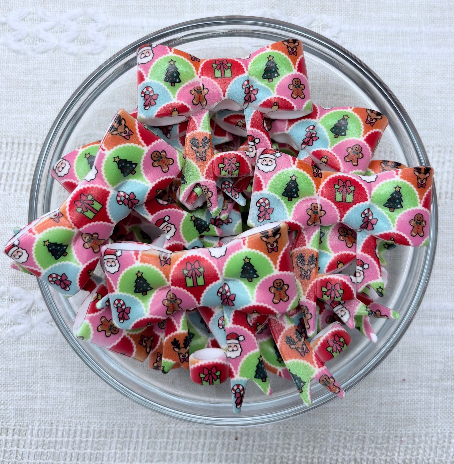 Colourful Christmas Silicone Bow Straw Topper