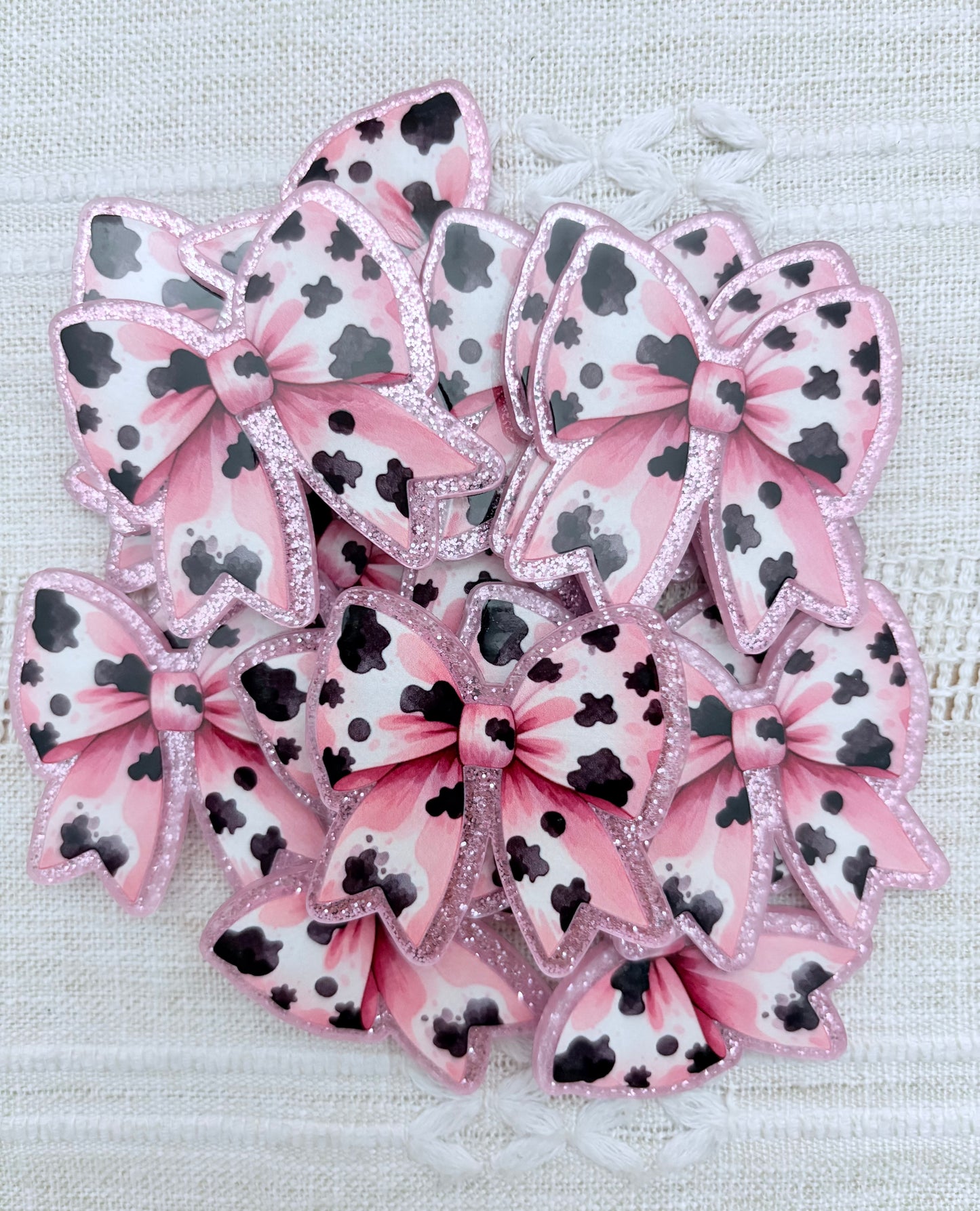 Pink Cow Bow Acrylic Flatback