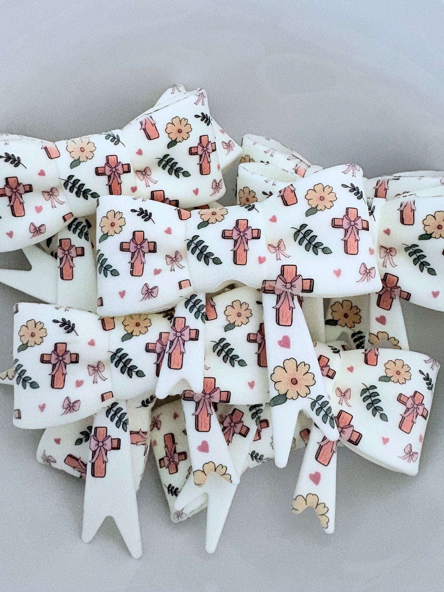 Cross and Flowers Silicone Straw Topper