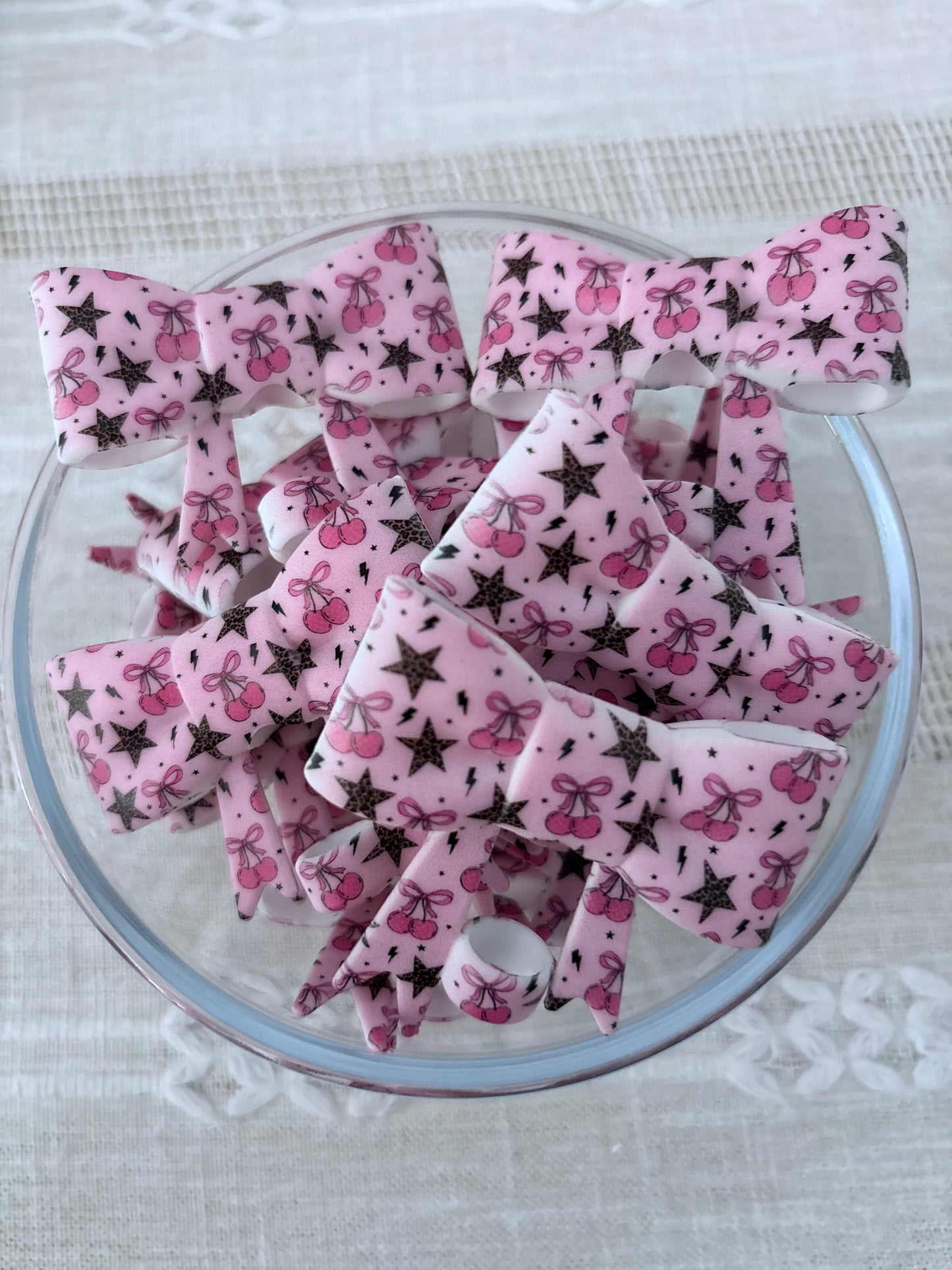 Pink Cherries Silicone Straw Topper