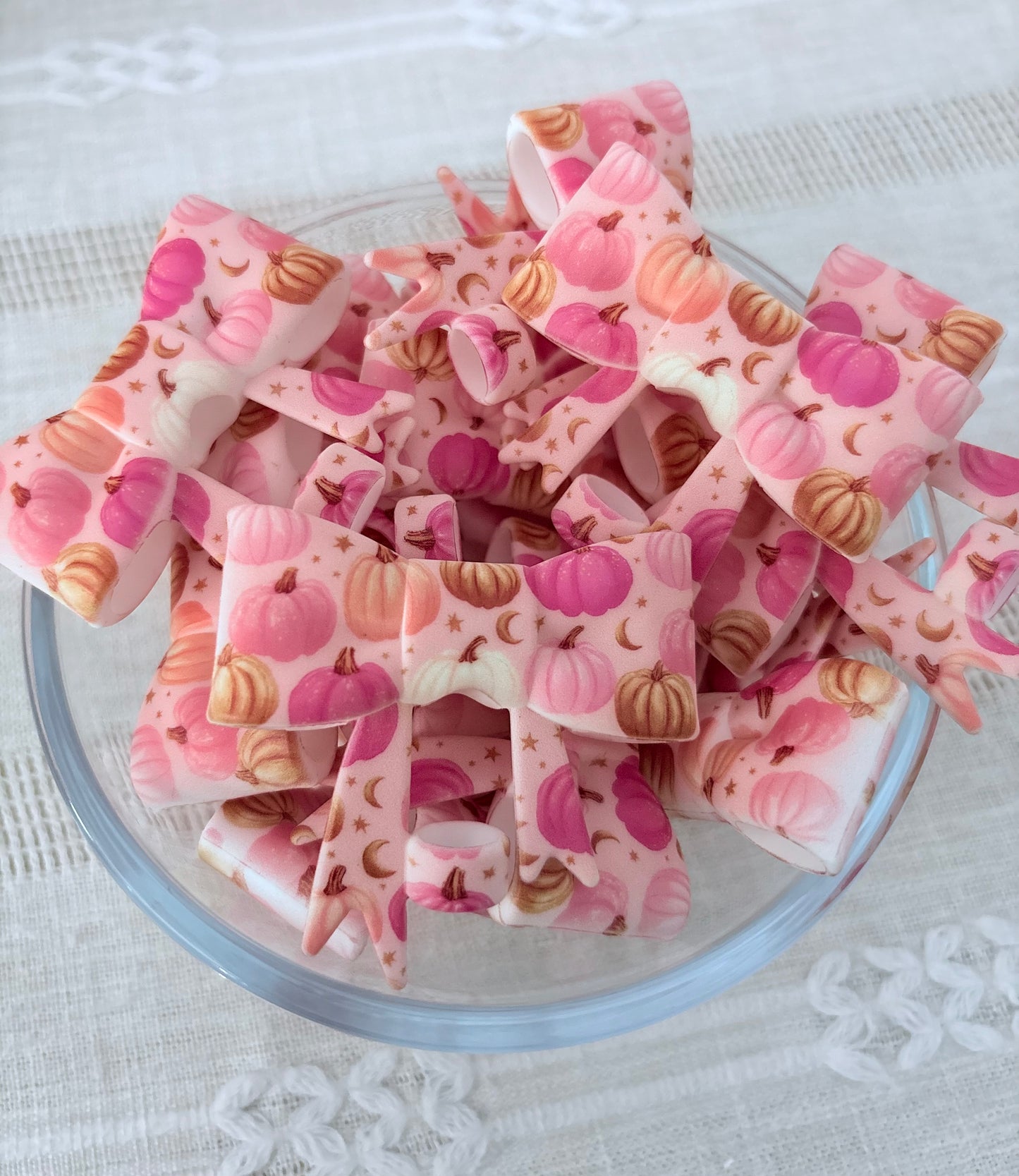 Pink Pumpkins Silicone Straw Topper