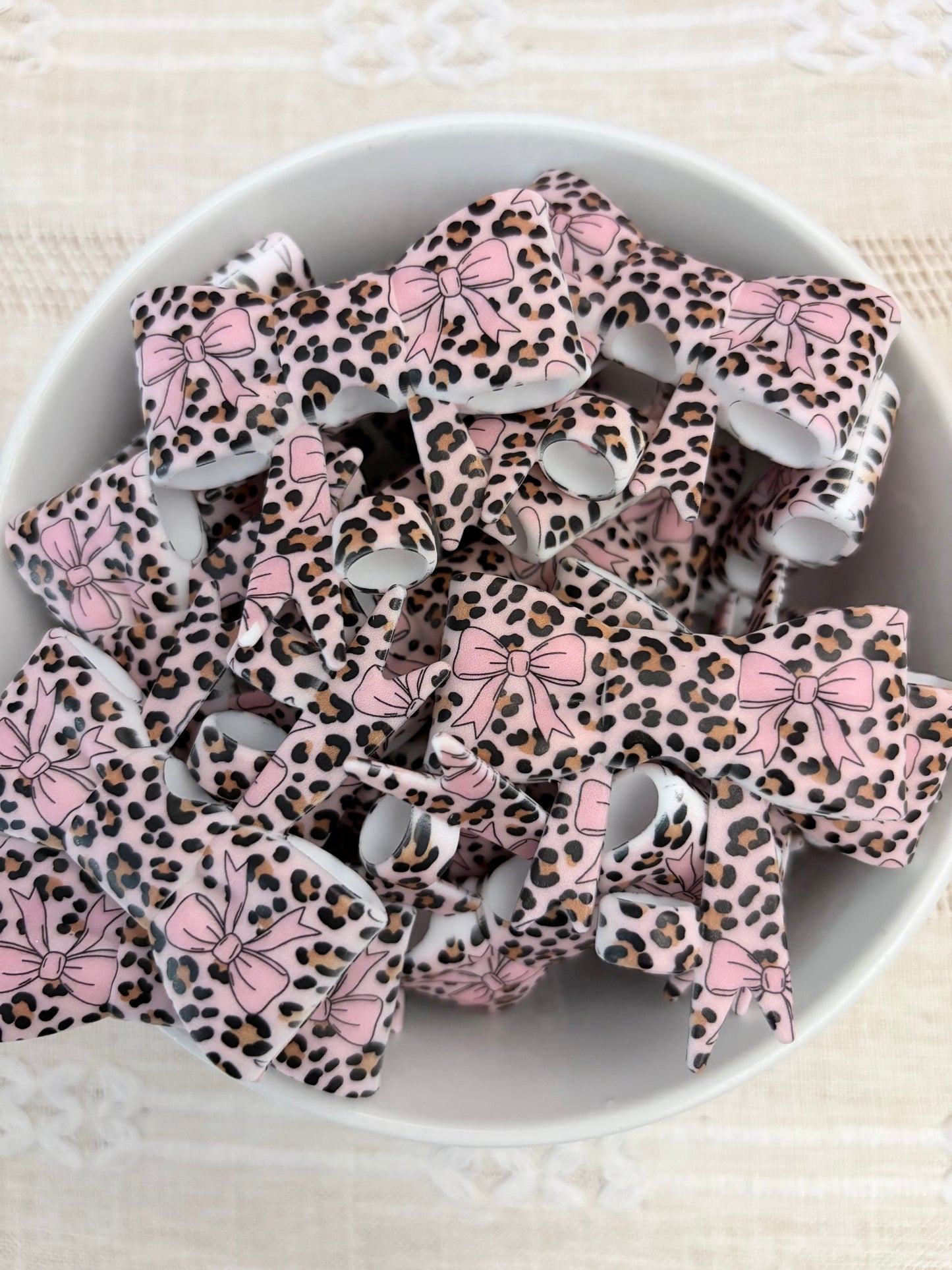 Animal Print and Bow Silicone Straw Topper
