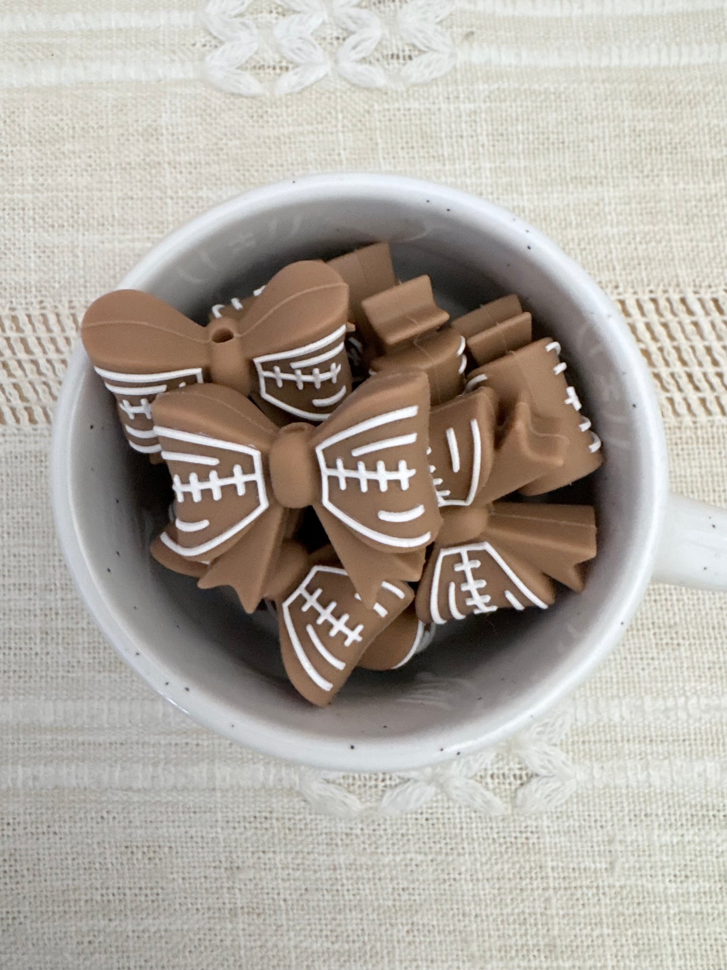 Football Bow Focal Bead