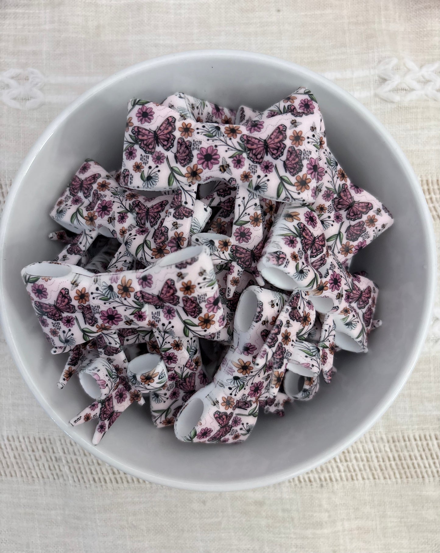 Pink Butterflies Silicone Straw Topper