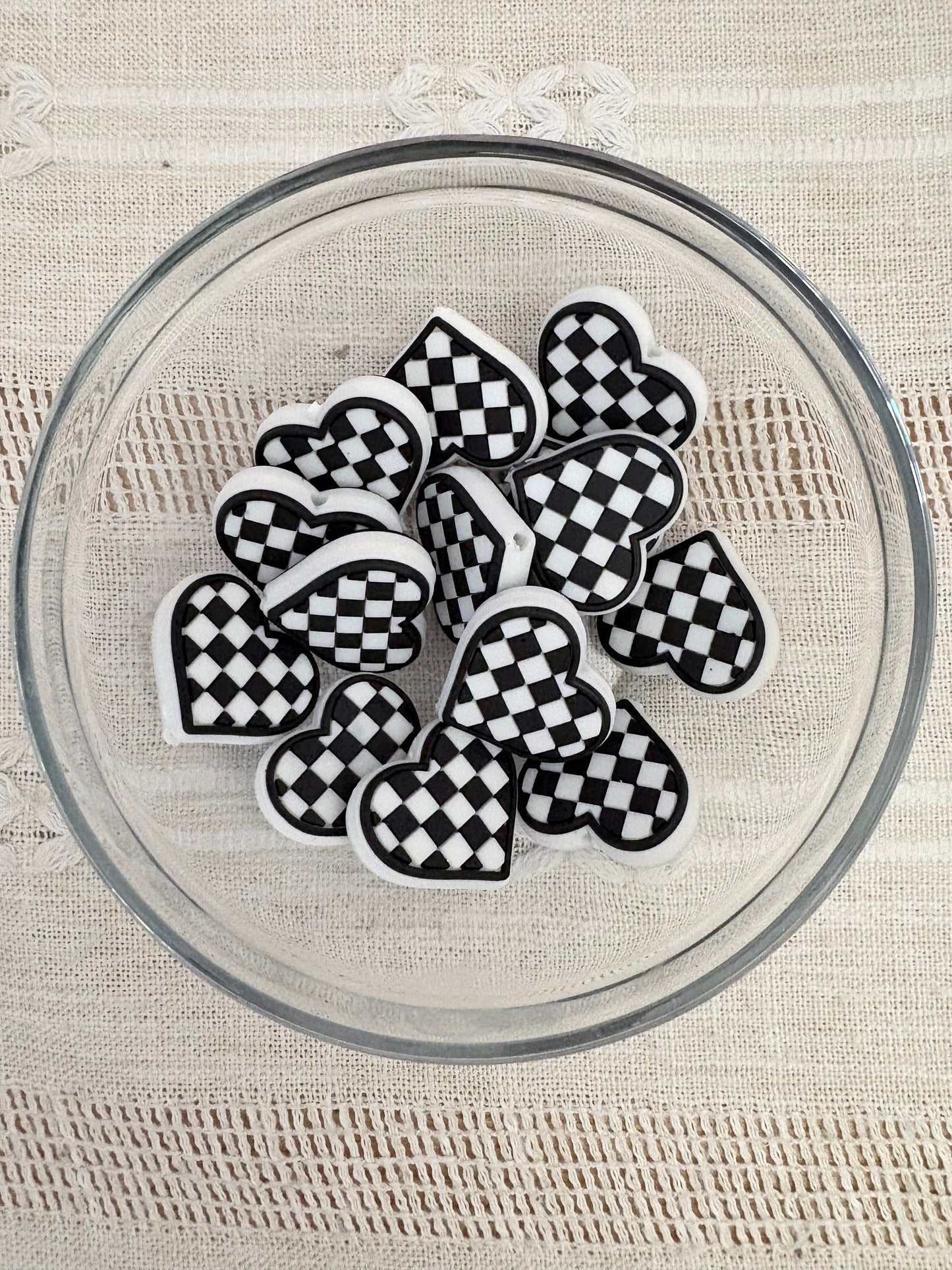 Checkered Heart Focal Bead