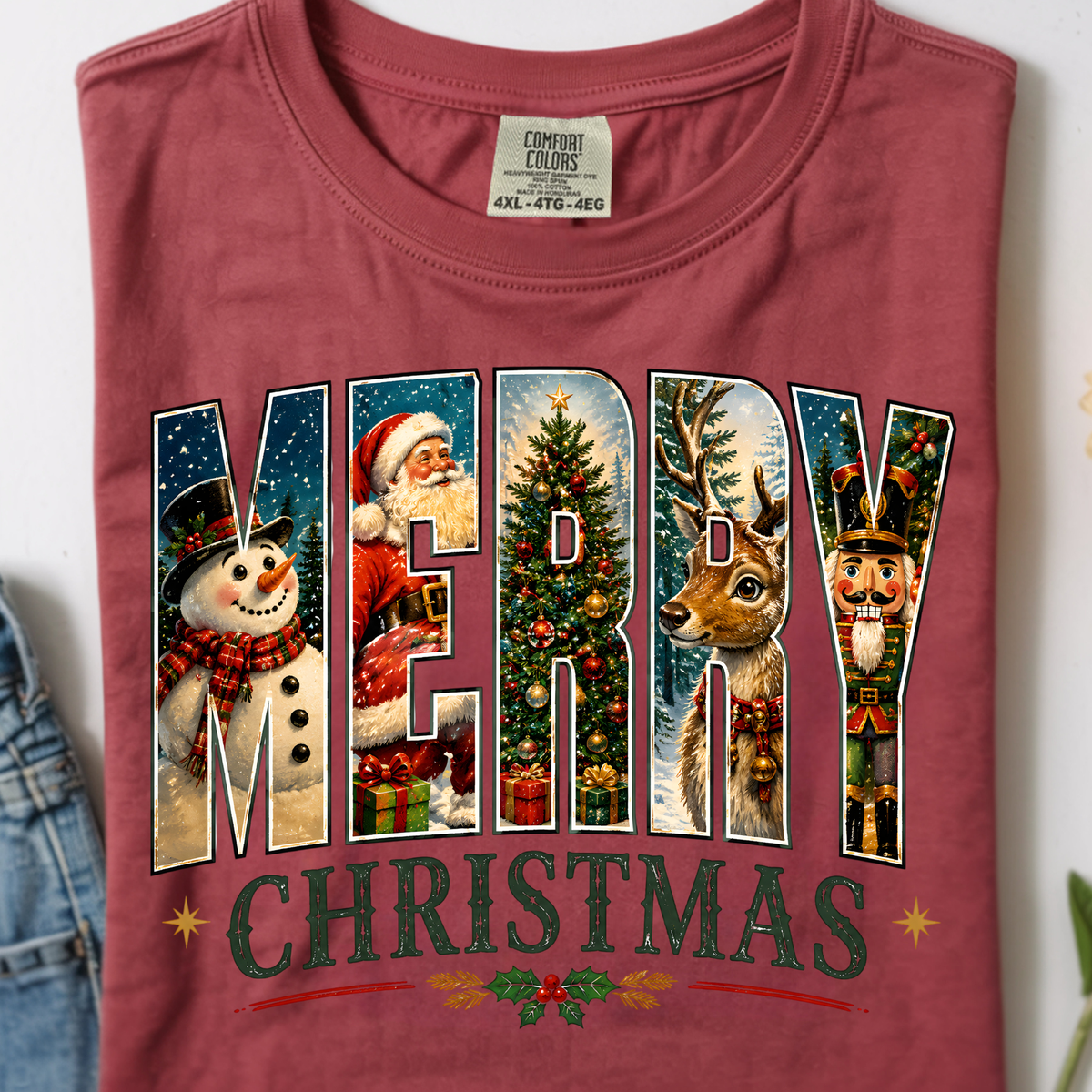 Merry Christmas Vintage DTF Print