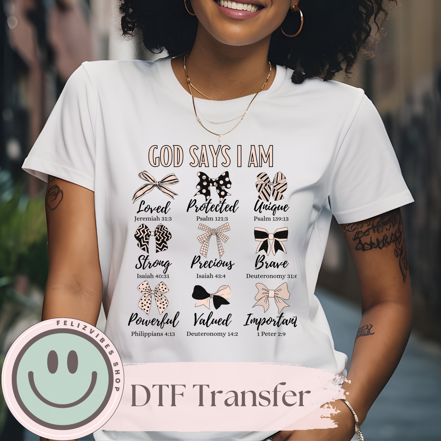 God Says I am Black and Cream Coquette DTF Print