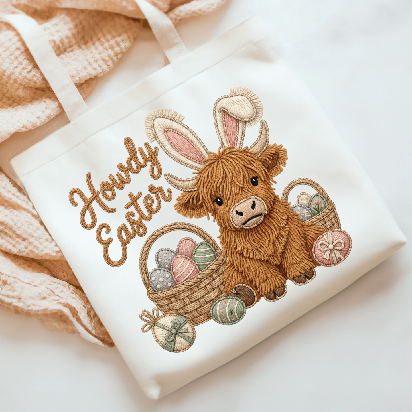 Howdy Easter Faux Yarn DTF Print