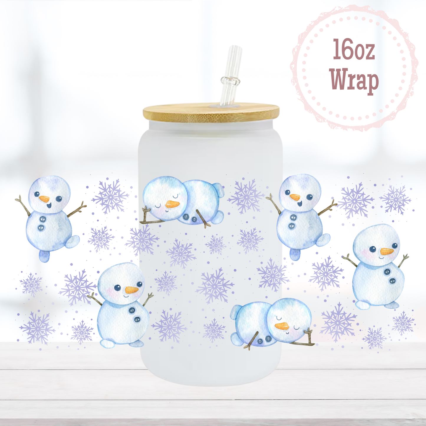 Cute Snowmen 16oz UVDTF Cup Wrap